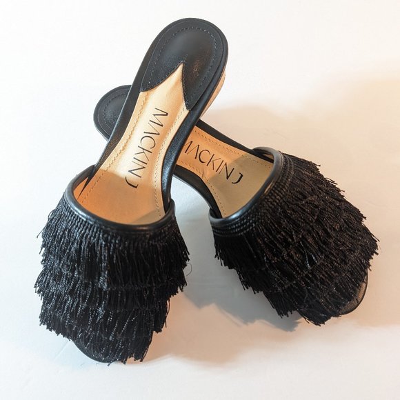 Mack J Black Fringe Slip On Mule Slipper - Picture 9 of 10